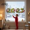 PVC Window Stickers 2027 Merry Christmas Cling Santa Snowman Reindeer Glass Door Sticker Seasonal Party Decorations Static Decal for Living