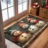 1Pc 850g/m² Vintage Three Snowman print Floor Mat Modern 4mmKitchen Rug Non-Slip Colorful Indoor Carpet, For Home Bathroom Bedroom Living Room Decor