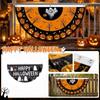 Halloween Half Round Banner Outdoor Hanging Decoration Pumpkin Theme Ghost Pattern for Garden Fence Party 45cm X 90cm Durable Fabric