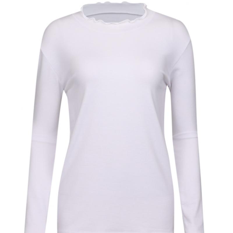 Shop   Women S Neck Frill Rayon Span T ShirT Black Dai wSh 1004
