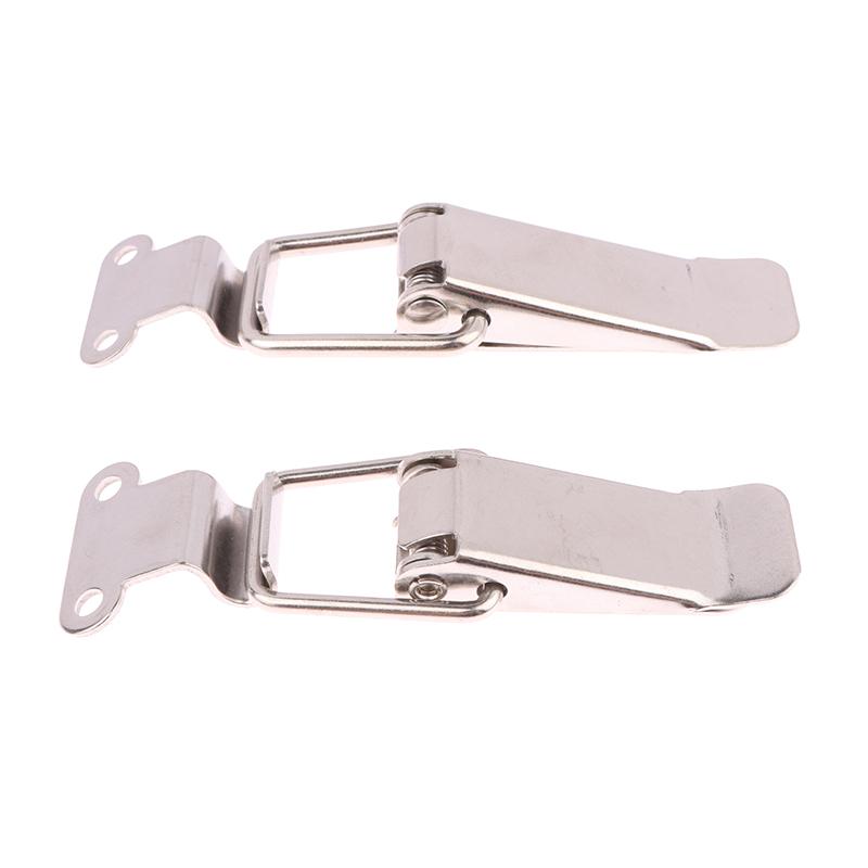 Stainless Steel Spring Loaded Draw Toggle Latch Clamp Clip Silver Hasp Latch Catch Clasp 90 Degrees Duck-Mouth Buckle Hook Lock