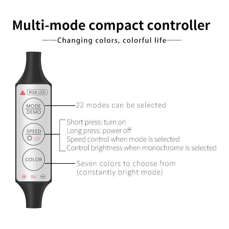 22 Modes 20 Colors 1-5M Car USB RGB LED Light Strip Interior Ambient Light Hand Control Invisible Fiber Optic Atmosphere Lamp
