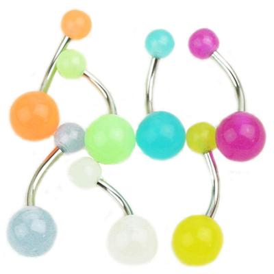 7 piezas de piercings para el ombligo que brillan en la oscuridad para mujer