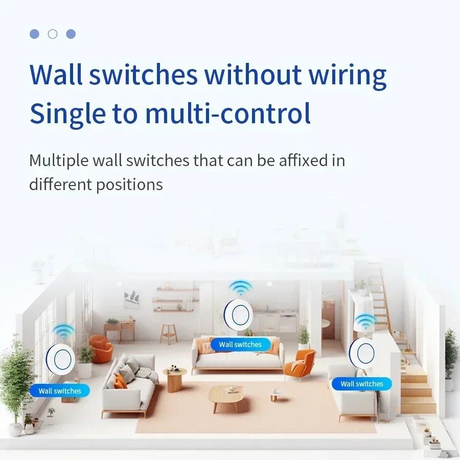 433MHz E27 Lampenfassung Smart Wireless Fernbedienung Schalter Mini Runder Knopf Wandpaneel Schalter LED Birne Beleuchtung Für Schlafzimmer
