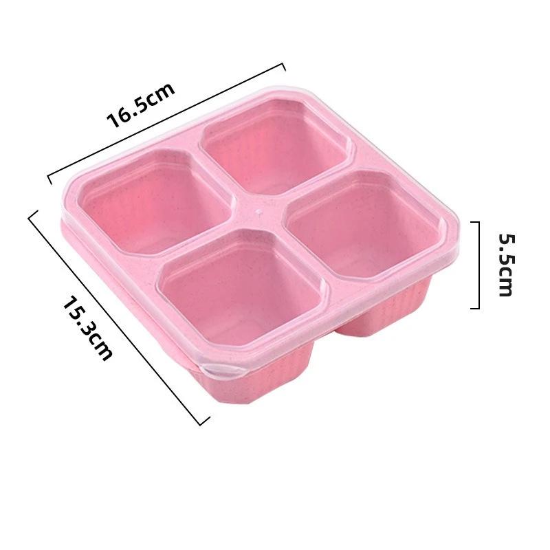 

4 Grid Snack Containers Reusable Prep Meal Containers Portable for School Work Travel Lunch Boxes Portable for Kids Kitchen Tool 4Grids розовый