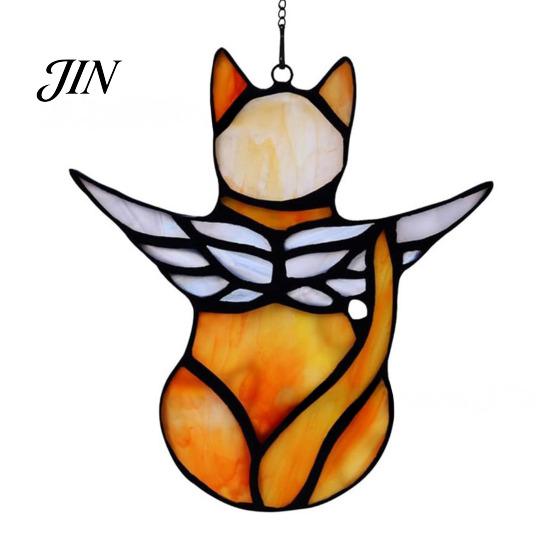 Acrylic Cat Suncatcher Hanging Pendant with Chain, Animal Ornament for Window Gift Home Wall Decor, Cute Lover Room Decoration Creative