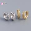 925 Sterling Silver Ear Buckle Threaded Texture Croissant French Retro Hoop Earring for Women Geometric Circle Rock Punk Earring