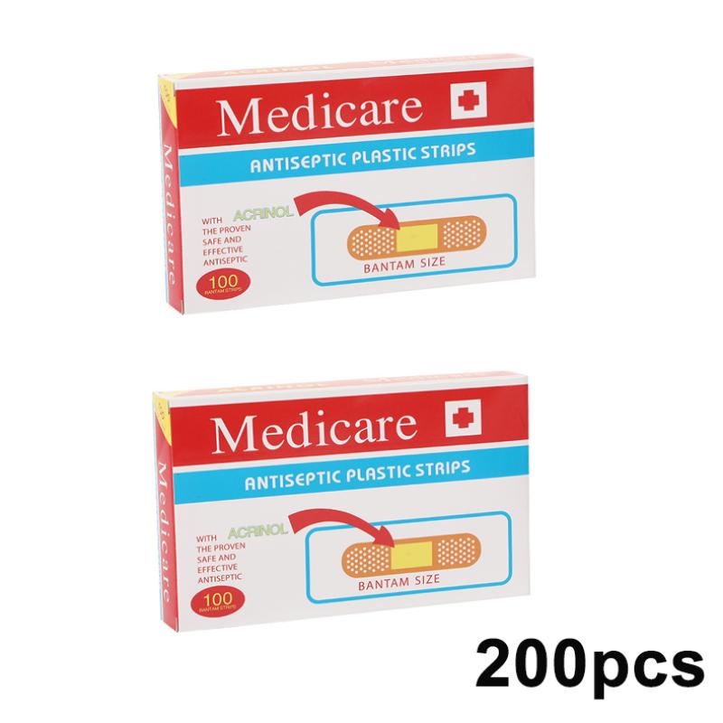 100/200Pcs Waterproof Band-Aids Adhesive Bandages First Aid Medical Supplies Anti-Bacteria Breathable Wound Plaster