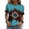 Vintage Ethnic T-Shirts Geometry Print Women Casual Short Sleeves T Shirt Streetwear Y2k Harajuku Tees Tops Female Clothing