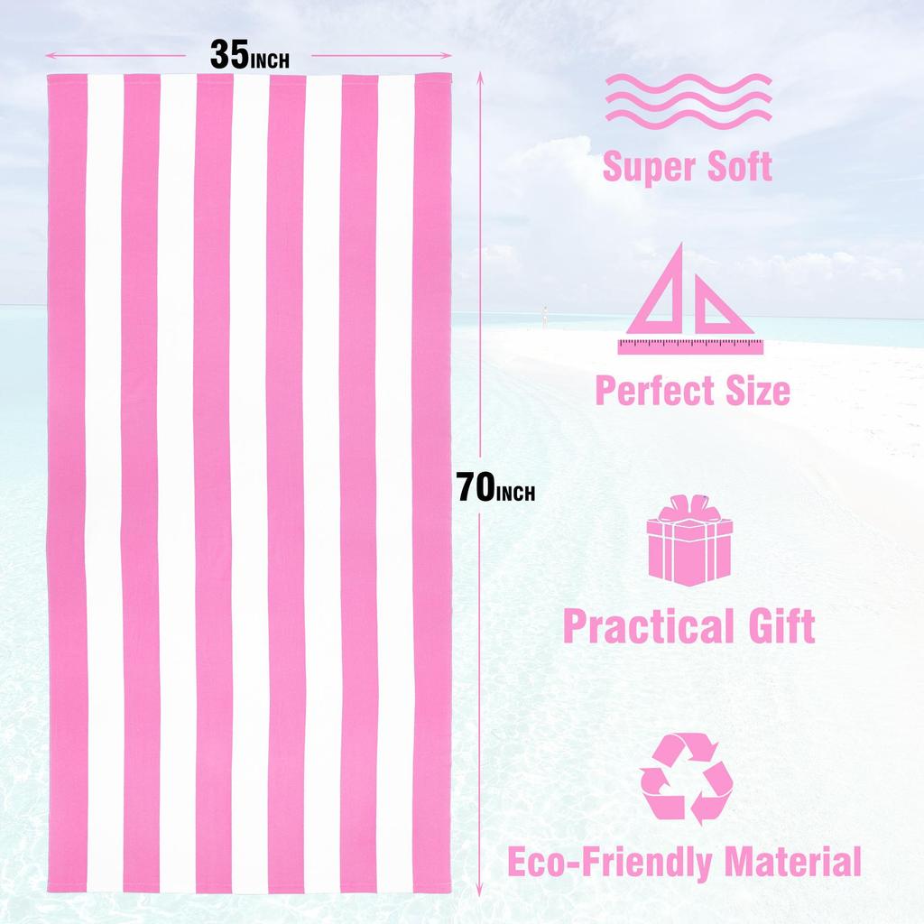 Ultra-Absorbent Quick-Drying Striped Beach Towel with Custom Digital Print