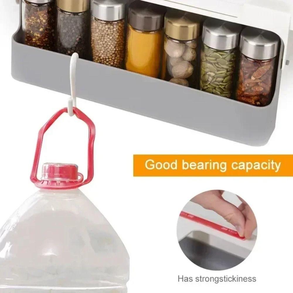 Self-adhesive Seasoning Box Storage Rack Wall-mounted Spice Organizer Kitchen Spice Rack