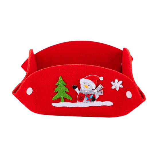 Christmas Foldable Candy Holder Tray, Non Woven Fabric Snacks Treats Storage Box for Holiday Party Supplies