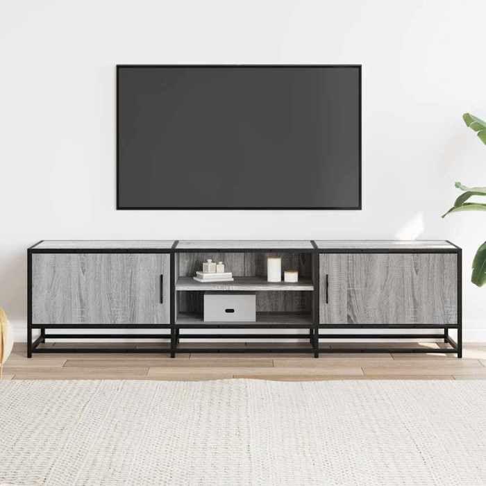 VidaXL Meuble TV sonoma gris 160x35x41 cm bois d'ingénierie et métal, banc TV, meuble hifi, centre de divertissement, buffet 848847