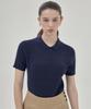 THEKNITCOMPANY Orea Cable Polo Shirt - Astral Navy
