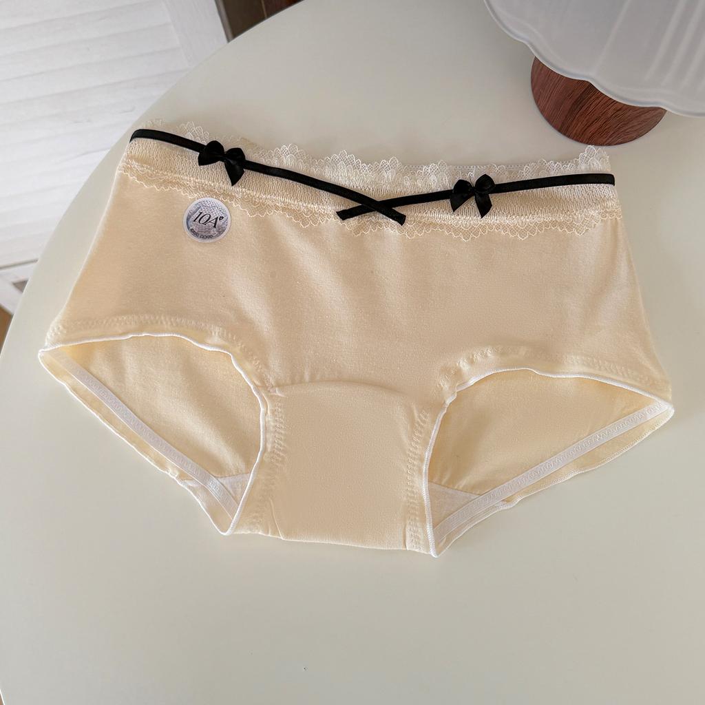Female Spring and Summer Sexy Cute Pure Cotton 10A Antibacterial Cotton Crotch Non-scratch Middle Waist Triangle Briefs