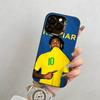 Custodia per Telefono a Tema Calcio Neymar N.10 Per iPhone 17,16,15,14,13,12,11 Plus,Pro Max,XS,Cover Colorata Argento Nero