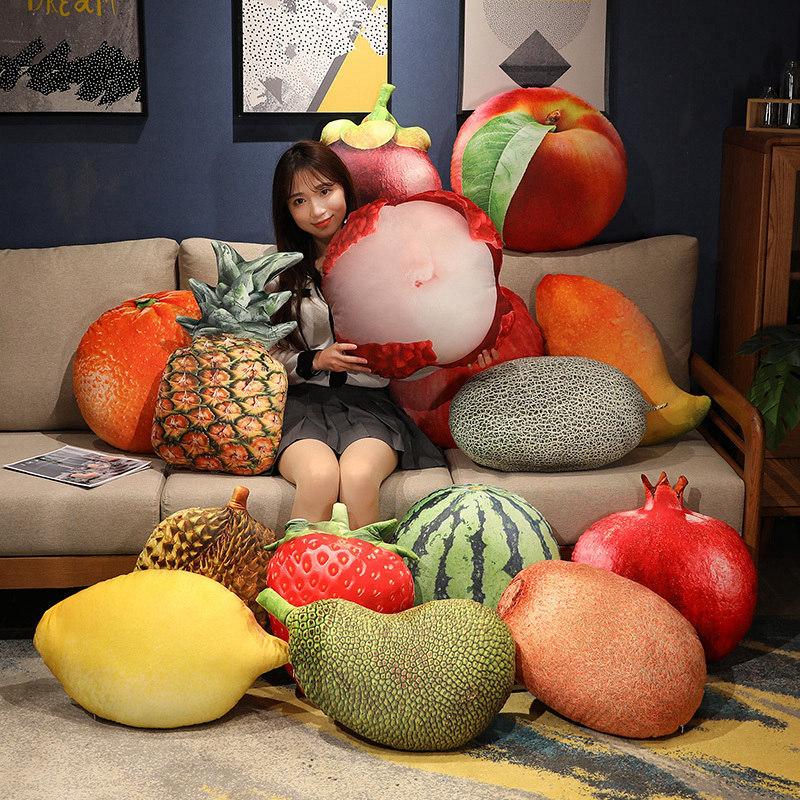 Realistic Fruit Plush Pillow With Soft Cotton Filling For Home Lounge And Bedside Use