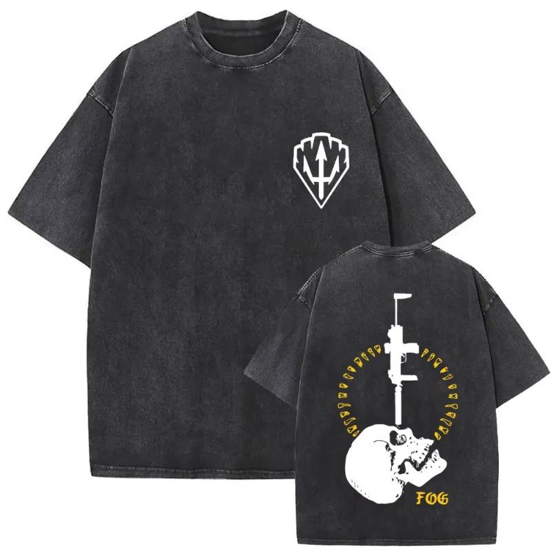 Washed Vintage Forward Observations Group Battle Tribe From The Grave Pull Over Print T-shirts Skeleton Oversized T Shirts