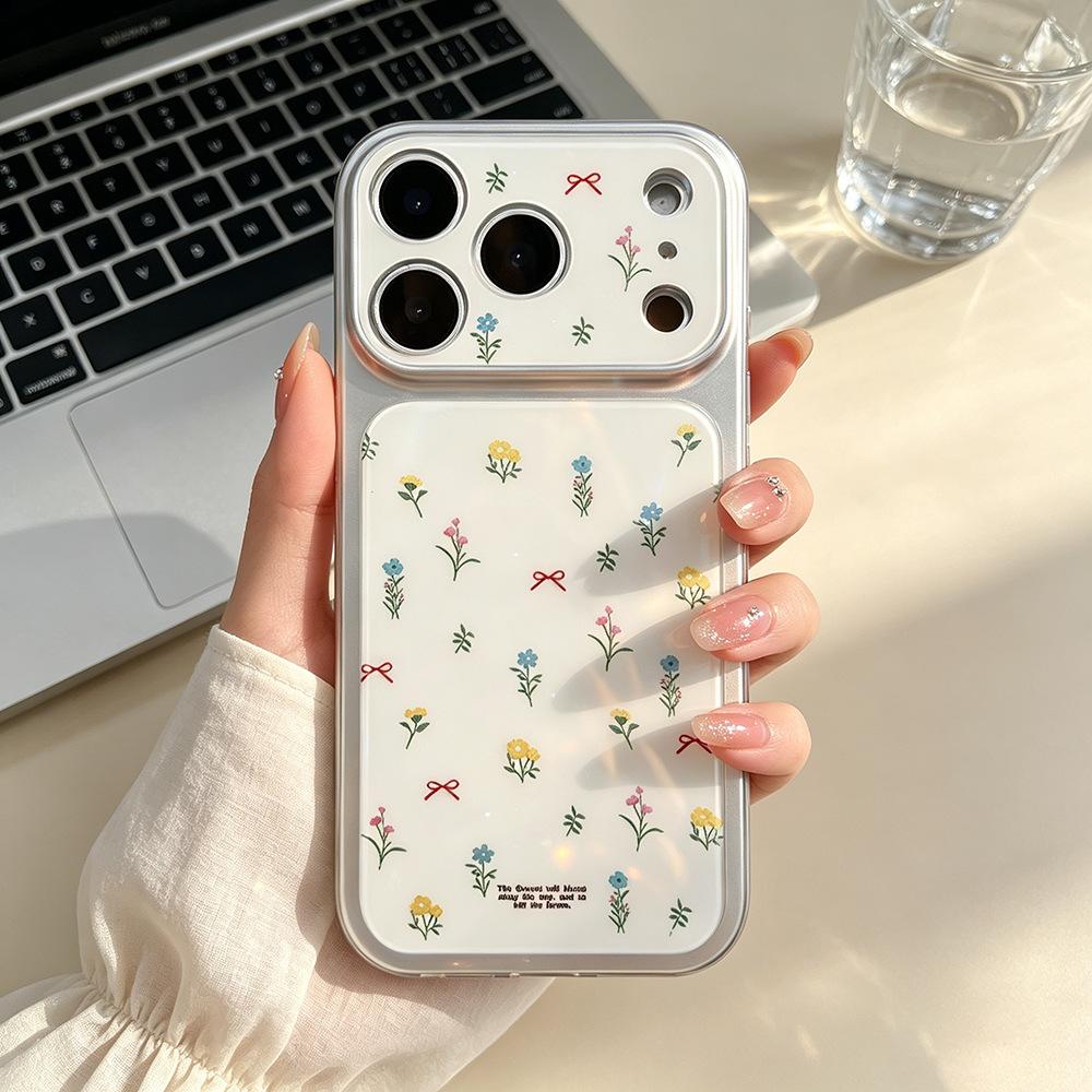 Fresh flowers are suitable for 17pro niche iPhone17Pro premium sense 16 mobile phone case Apple 17 imitation glass woman