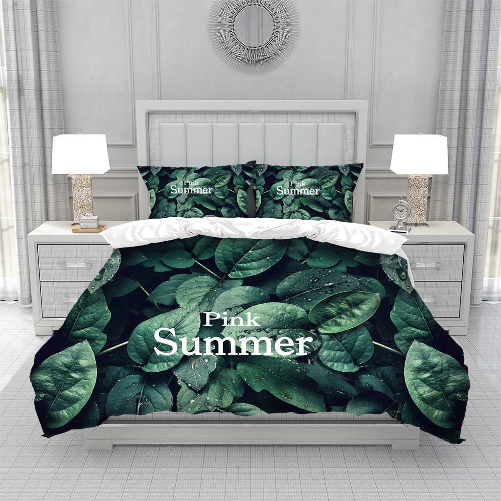 Tropical Hawaii King Queen Duvet Cover Hello Summer Palm Leaf Quilt Cover Exotic Bedding Set 2/3pcs Polyester Comforter Cover
