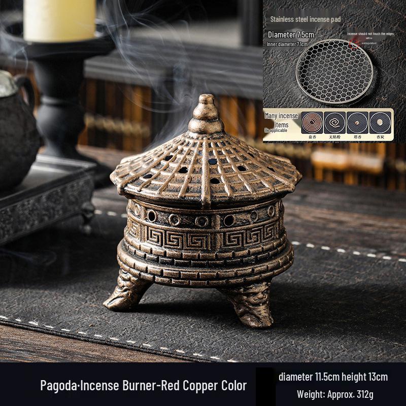 Zen Pagoda Black Ceramic Incense Burner - Aromatherapy Holder for Home and Office Decor