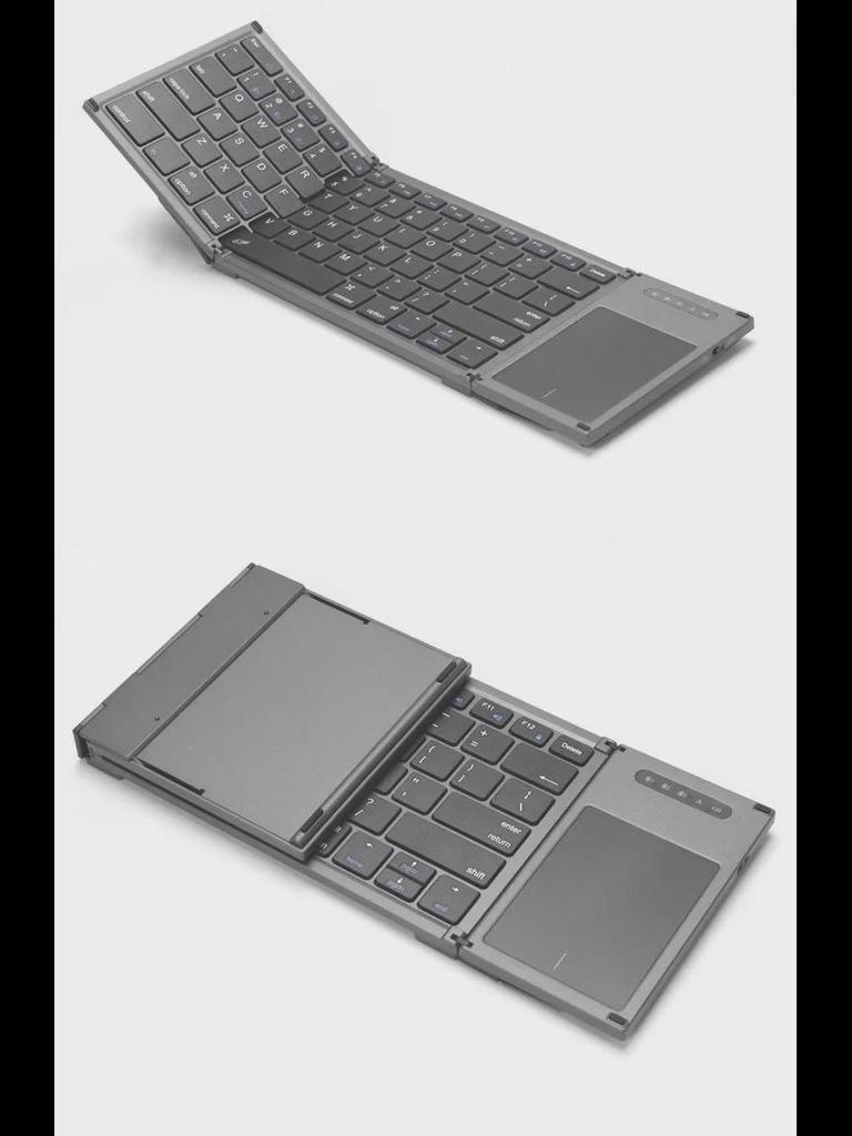 Tri-Fold Bluetooth Keyboard with Touchpad for Phones & Tablets