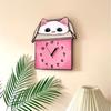 Kawaii Cartoon Cat Clock - Noiseless Acrylic Wall Decor for Bedroom & Kids Room