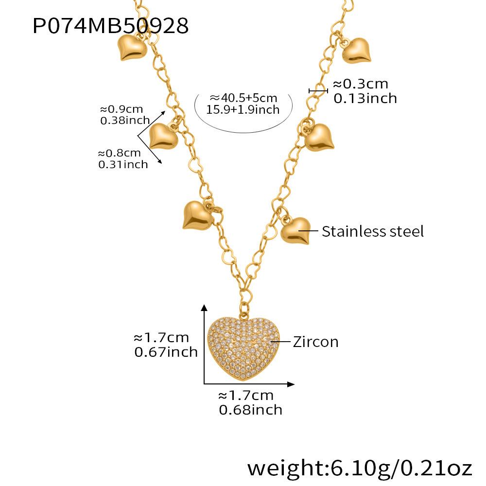 Qiong Yao 18K Gold Plated Zircon Heart Pendant Clavicle Necklace