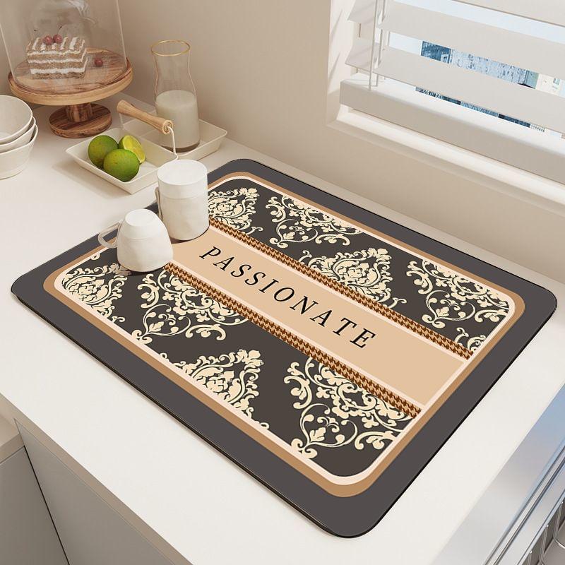 A Bohemian-style Drying Mat Super Absorbent, Non-slip, Heat-resistant Diatomaceous Earth Countertop Mat, Suitable for Dining Tables, Coffee Machines