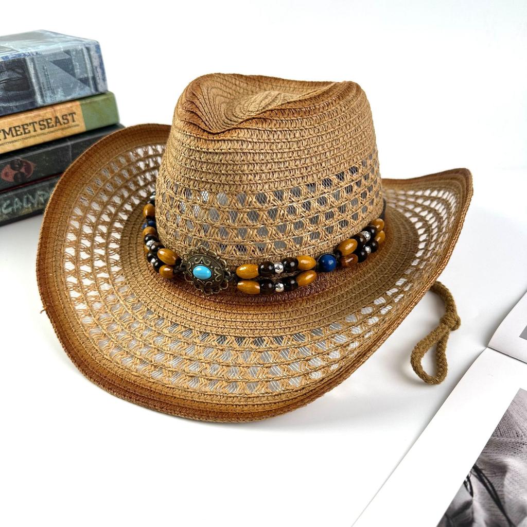 Accessories Western Cowboy Straw Hat Retro Ethnic Style Jazz Hat Men'S And Women'S Hats Sun Protection Hat Sun Hat