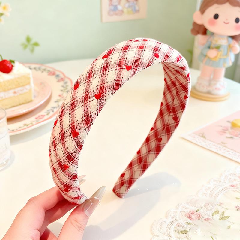 2025 Heart-Shaped Plaid Non-Slip Headband for Women - Stylish, Everyday Use Hair Accessory