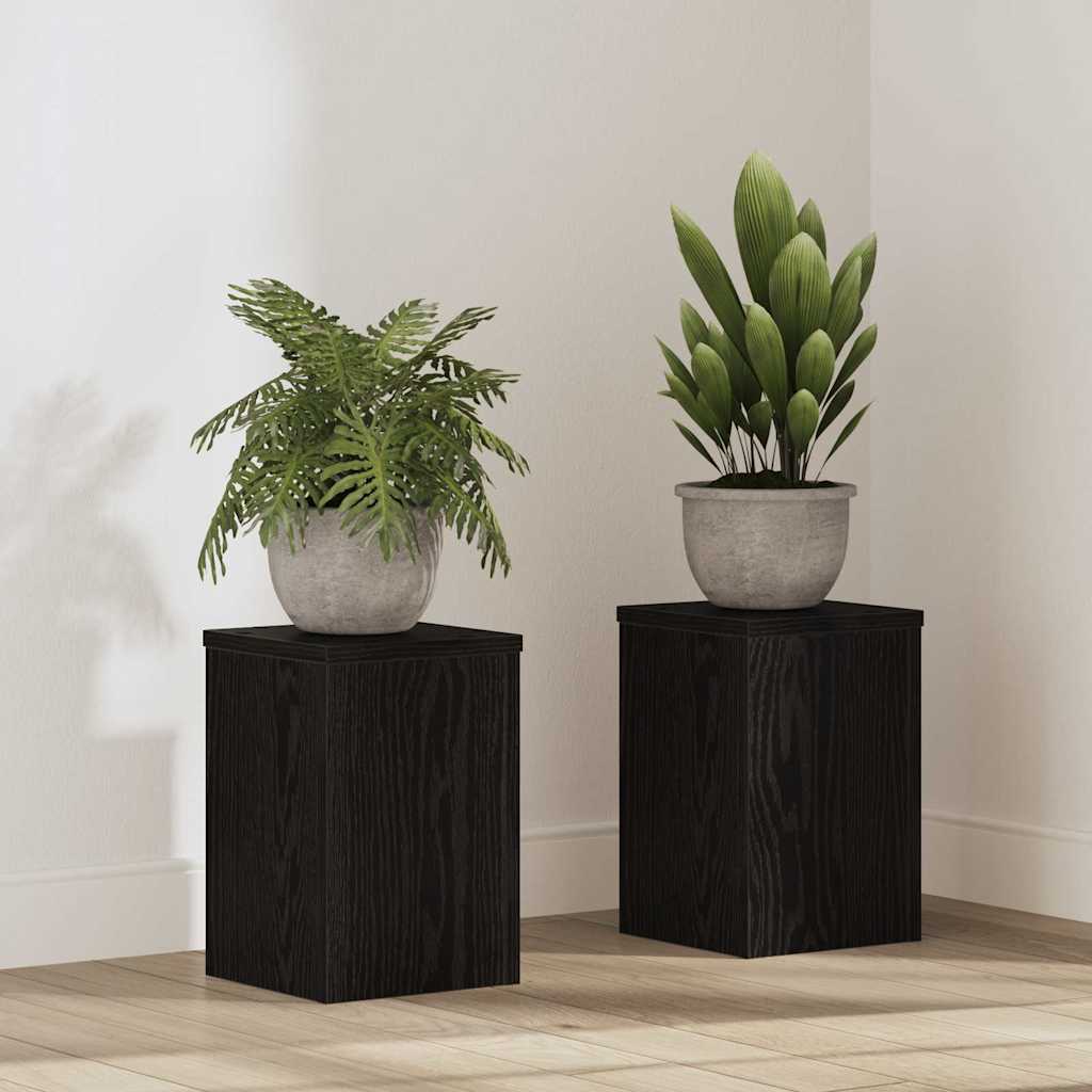 Plant Stand 2 Pcs Black Oak Look 20 X 20 X 30 Cm