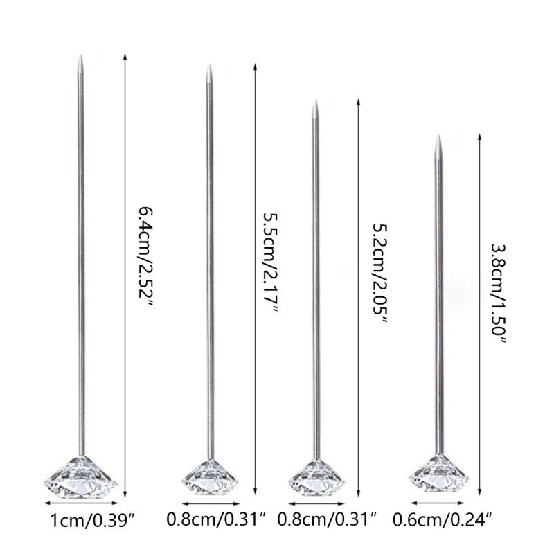 50/100/150/200Pcs Crystal Diamond Head Pins 1.5inch Diamond Head Straight Pins, Steel Bouquets Pins Corsages Flower Pins
