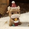 Holiday Gift for Animal Lovers Resin Cow/Elephant Figurines with Santa Hats, Christmas Ornaments, Ornaments Cute Desktop Decoration Home Party