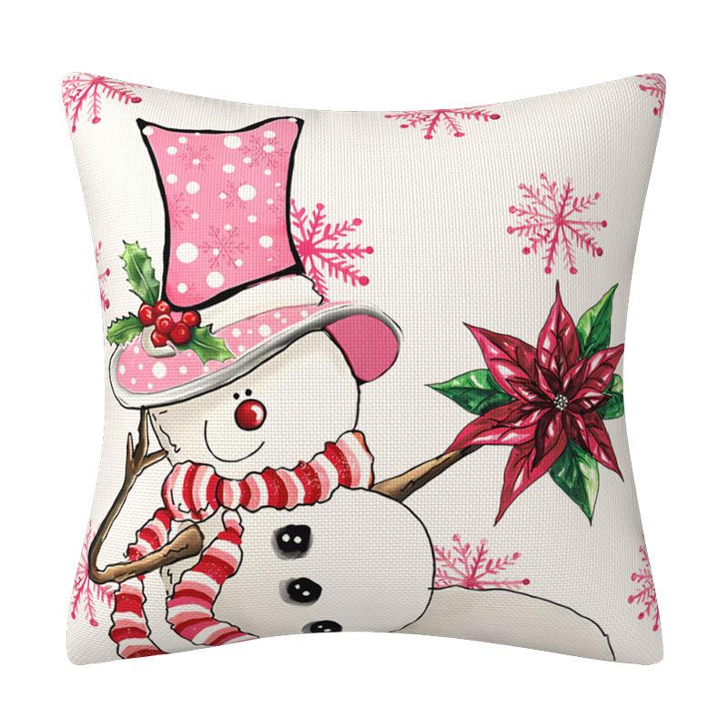 New Pink Santa Claus Pillow Case Linen Christmas Decoration Living Room Sofa Cushion Cover Pillow