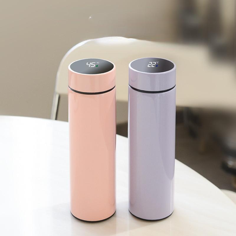 Large Capacity Intelligence Thermos Cup 500ml Vacuum Flasks Portable Stainless Steel Thermos Cup Water Bottle Travel Tea Mug Office Thermos Cup