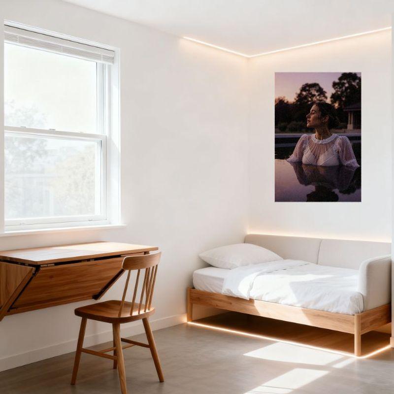 Serene Woman In Reflective Pool At Dusk Sheer White Blouse Henna Design Sexy Tin Sign Vintage Metal Wall Decor for Home Bedroom
