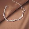 Korean Silver-Plated Double-Layer Square Bracelet for Women – Simple Fashion Jewelry