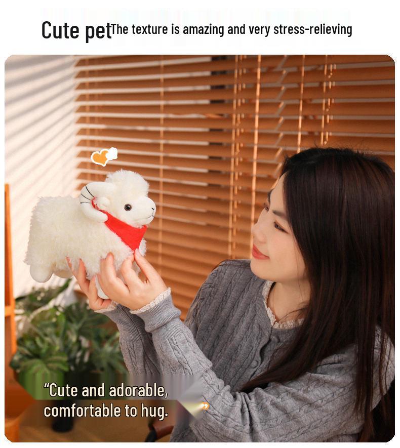 Christmas Red Scarf Big Horn Sheep Plush Doll Ornament
