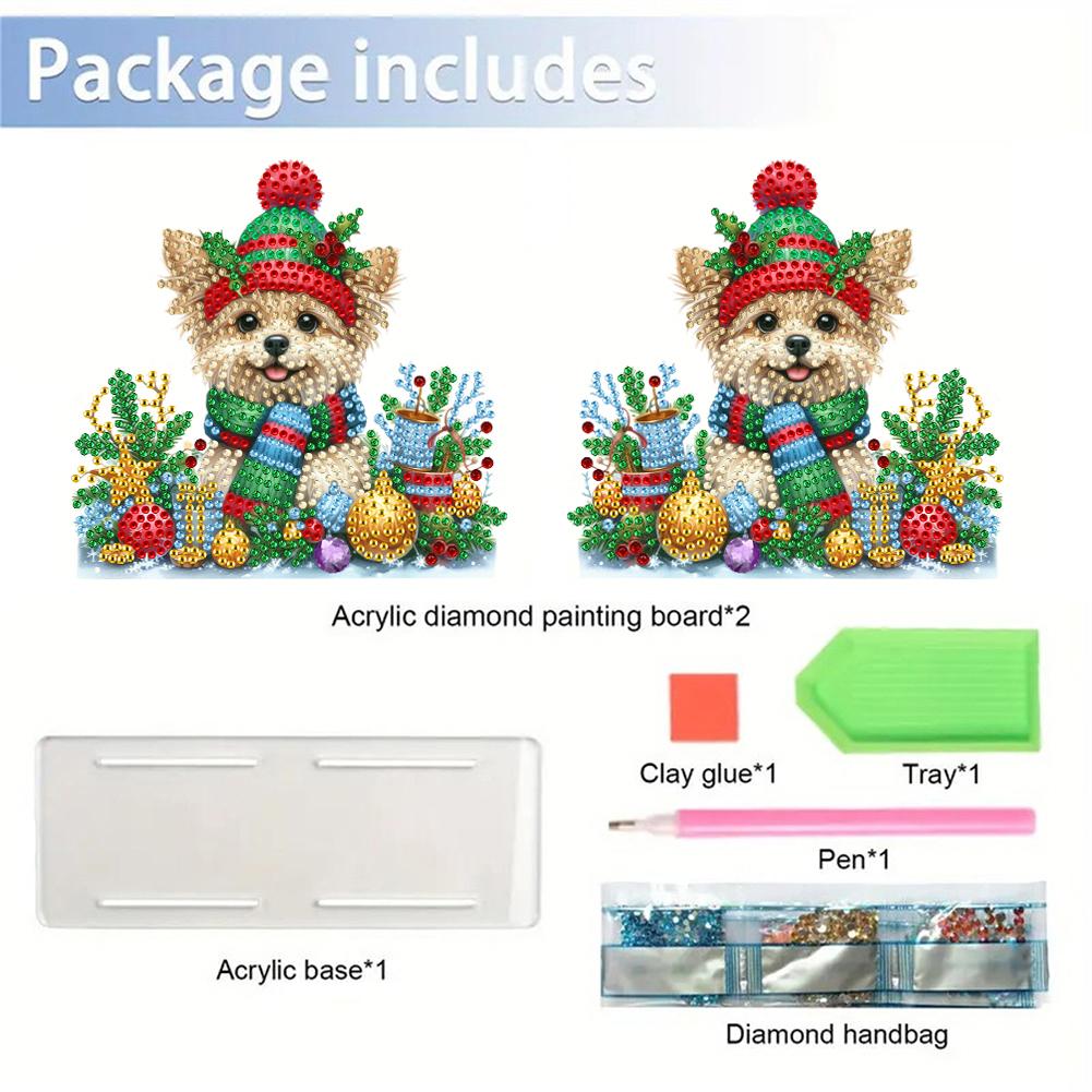 Double Sided Christmas Diamond Painting Napkin Holder DIY 5D Acrylic Diamond Painting Tabletop Paper Towel Holder Desk Ornaments