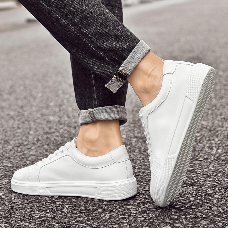 Fashion New Non-slip Flats Men Vulcanized Shoes Genuine Leather Men Sneakers Trend Casual Shoe Breathable Leisure Male Walking Shoes