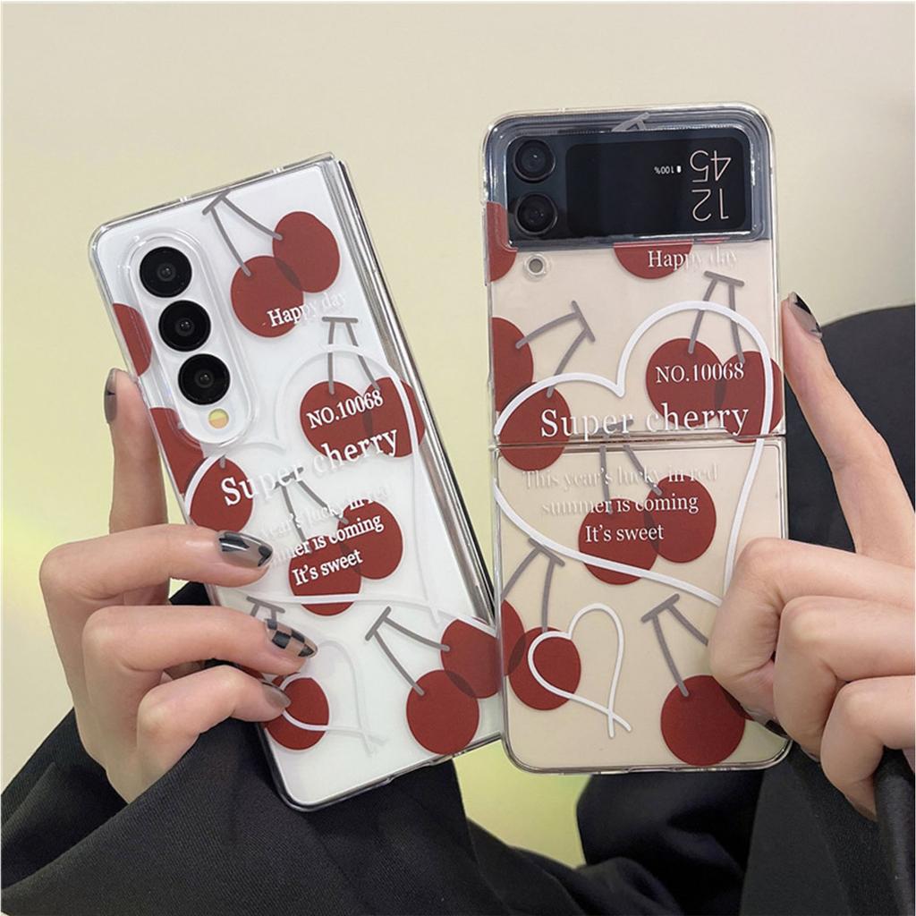 Transparent Hard Case For Samsung Galaxy Z Fold 3 4 Galaxy Z Filp3 4 Clear Love Heart Phone Cover Cute Case Shockproof For Women