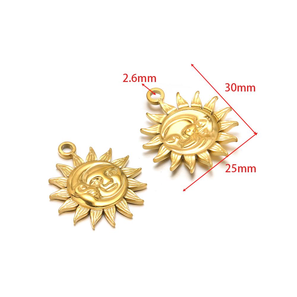 5Pcs Stainless Steel Multistyle Sun Charms Flower Pendants for DIY Retro Jewelry Making Handmade Necklace Earrings Findings Bulk