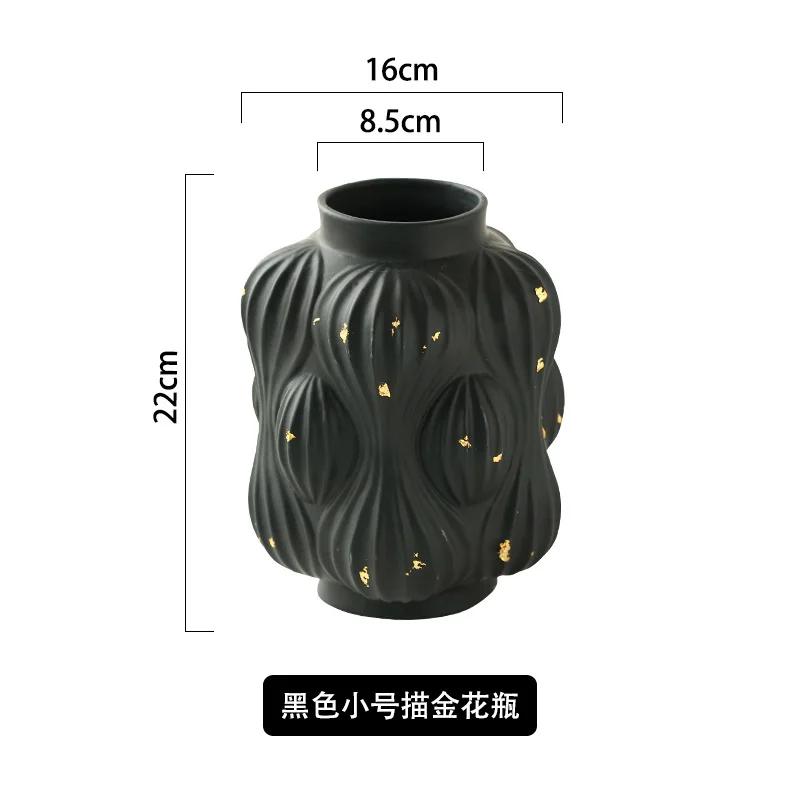 Nordic Creative Ceramic Vase Decoration Gold Embossed Texture Crafts Home Living Room Modern Flower Arrangement Accessories