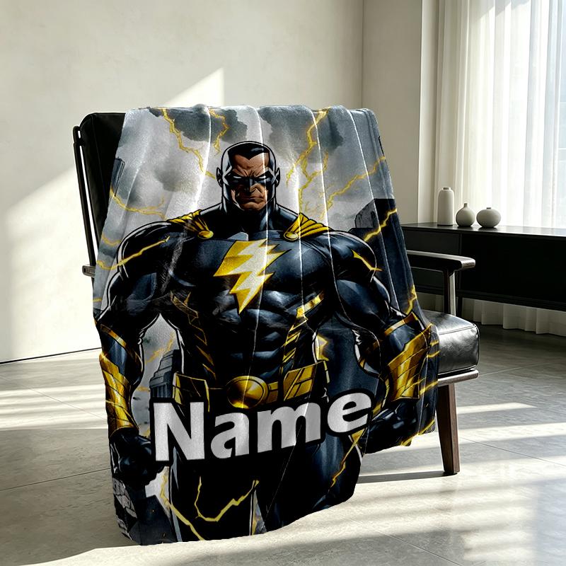 Custom Name Personalized Black Adam Print Blanket, Home Decor, Bedroom, Sofa, Camping, Couch, Gifts for Birthday Christmas