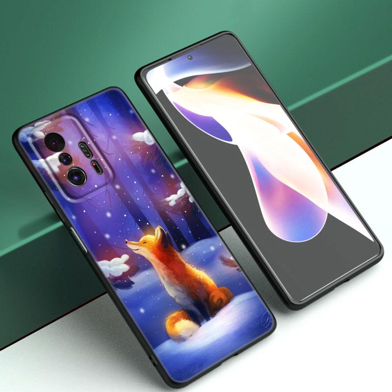 Cute Cartoon Fox Phone Case For Xiaomi Mi A2 8 9 SE Note 10 10T 11 12 Lite 9T 11T 12S 12T Pro A3 6X 12X Soft TPU Black Cover