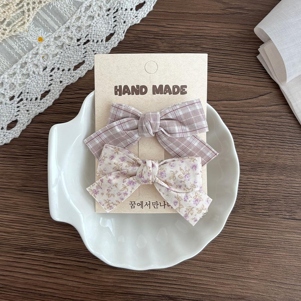 

Children s Floral Bow Plaid Hair Clip