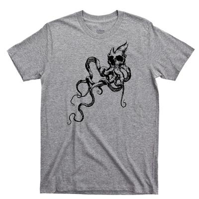 Camiseta Crânio de Kraken Pirata Barbanegra Leviatã Tiamat Marinheiros Mergulhador Tatuagem