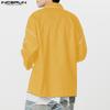 INCERUN Oversized Men Casual Long Sleeve Stitching Buttons Up Shirts Tops