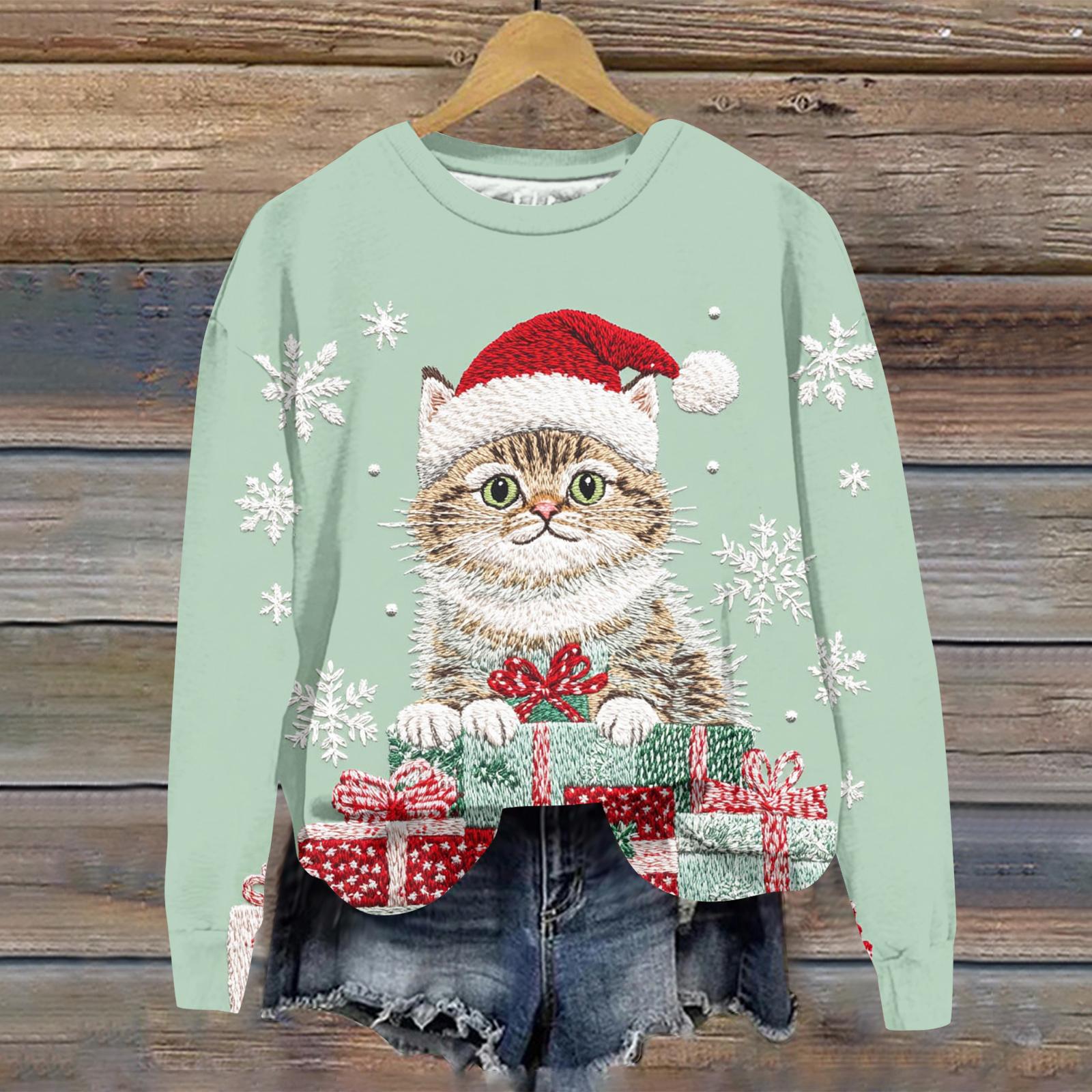 

Женский рождественский спортивный худи с длинными рукавами и круглым вырезом S